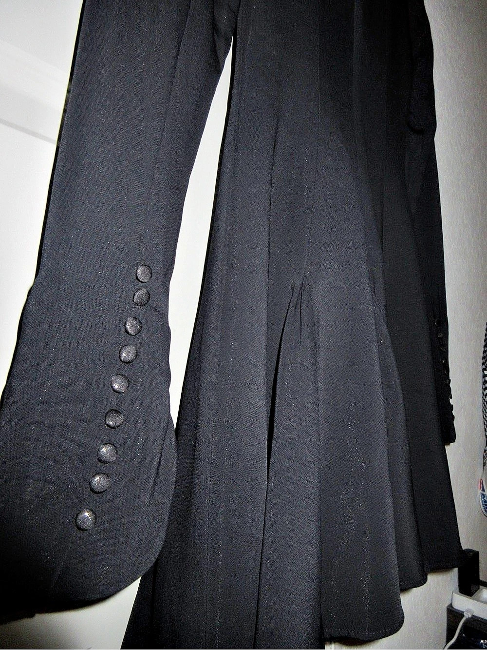 House of CB Francesca Black Stretch Crepe Godet Long Sleeve Mini Dress - Picture 7 of 8